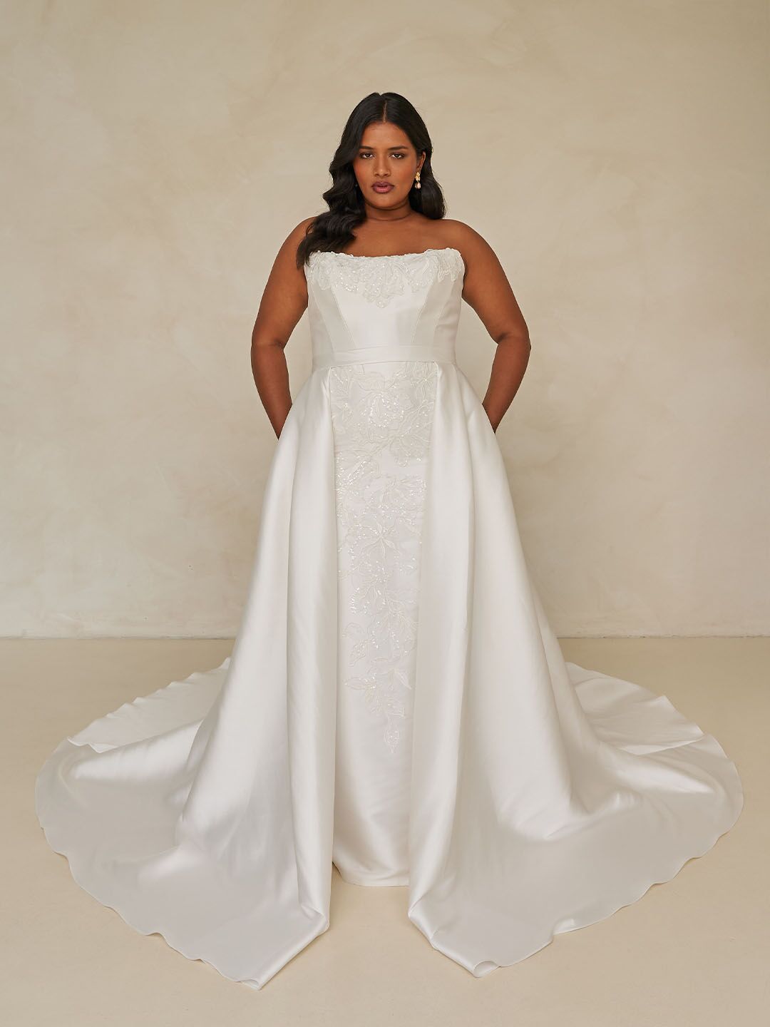 wedding dress with overskirt by Mary's Bridal MB4129 ABC Fashion including the detachable overskirt Modern Long Sleeves Lace Mermaid